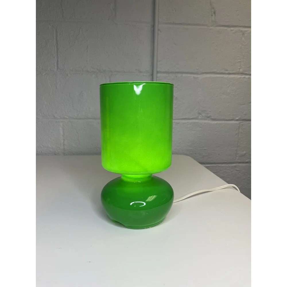 Ikea Lykta Kelly Green Glass Table Lamp Mushroom Vintage Dark Green‎ Y2K WORKS
